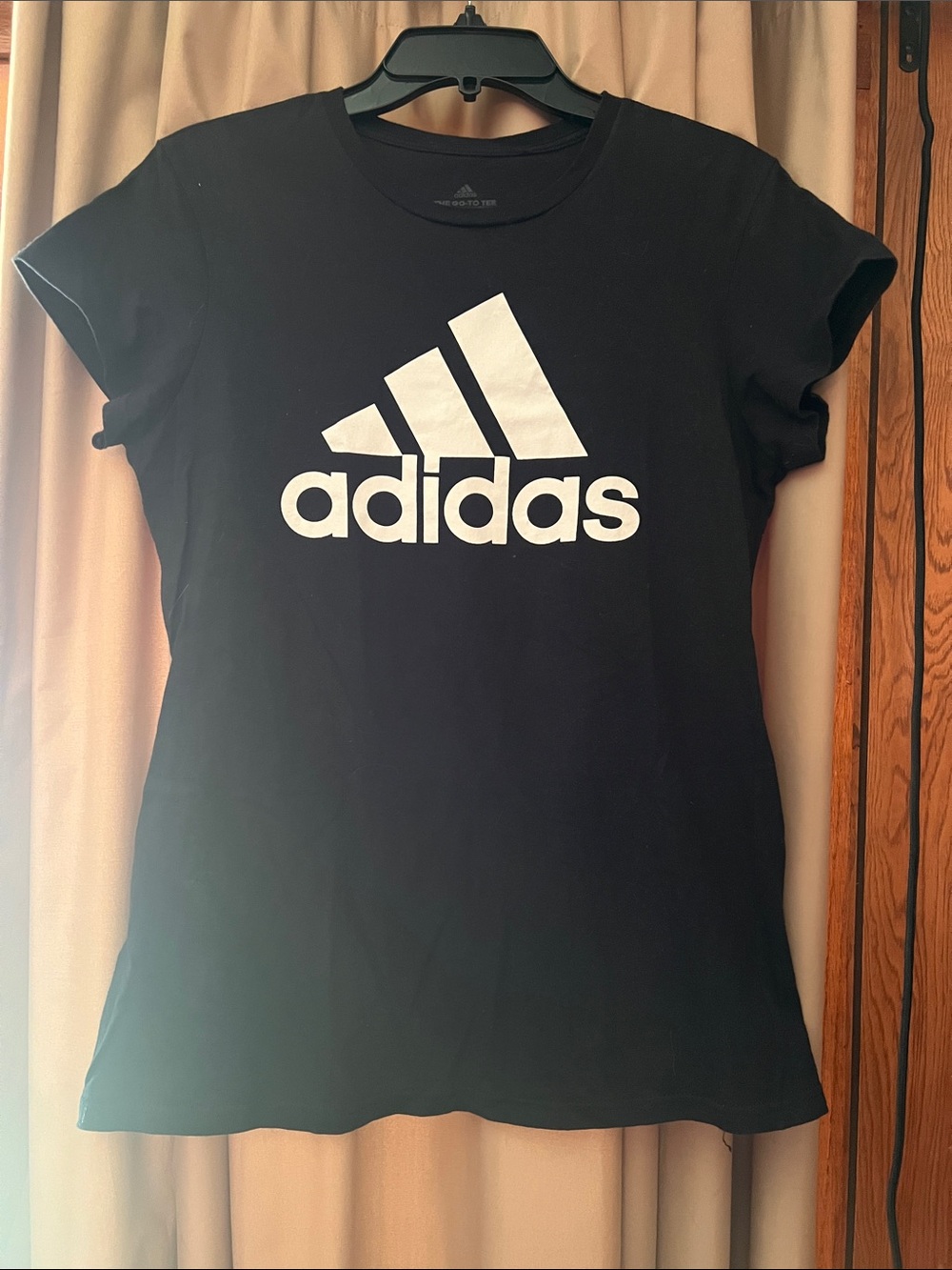 adidas Black Tee with White Logo Centerpiece